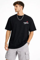 Erkek Bisiklet Yaka Baskılı  Kısa Kollu Tişört Streetwear Günlük Basic Pamuklu T-shirt - Siyah