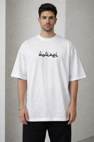 Erkek Bisiklet Yaka Baskılı Kısa Kollu Tişört Streetwear Günlük Basic Pamuklu T-shirt - Beyaz