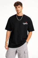 Erkek Bisiklet Yaka Baskılı  Kısa Kollu Tişört Streetwear Günlük Basic Pamuklu T-shirt - Siyah