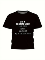 Baskılı Oversize Bisiklet Yaka T-shirt - Siyah