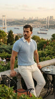 Kısa Kollu Örgü Polo Yaka Erkek Triko Üst