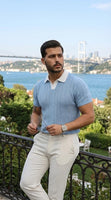 Kısa Kollu Örgü Polo Yaka Erkek Triko Üst
