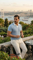 Kısa Kollu Örgü Polo Yaka Erkek Triko Üst