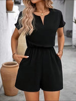 Kısa Kollu Günlük Kadın Şort Tulum Modeli