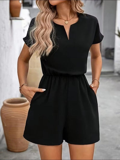 Kısa Kollu Günlük Kadın Şort Tulum Modeli